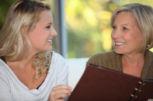 young woman and older woman at restaurant