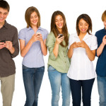 teenagers with smartphone