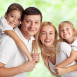 Family with two children outdoors